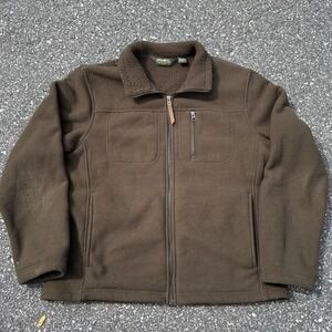 Eddie Bauer Brown Full Zip Fleece Jacket Sherpa Collar Mens Large